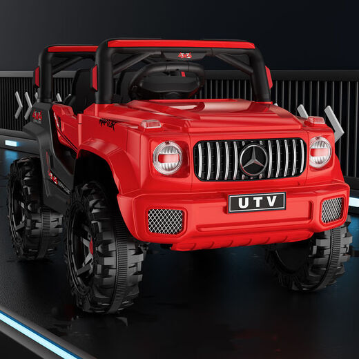 Guantu Super Large Children's Electric Car, véhicule hors route à quatre roues, télécommande, voiture de jouets pour enfants, les hommes peuvent s'asseoir sur une voiture balançante pour bébé, 1 à 7 ans, super grande porte double + deux places + Bluetooth, pas d'électricité + ne peut pas s'asseoir + modèle 1 modèle