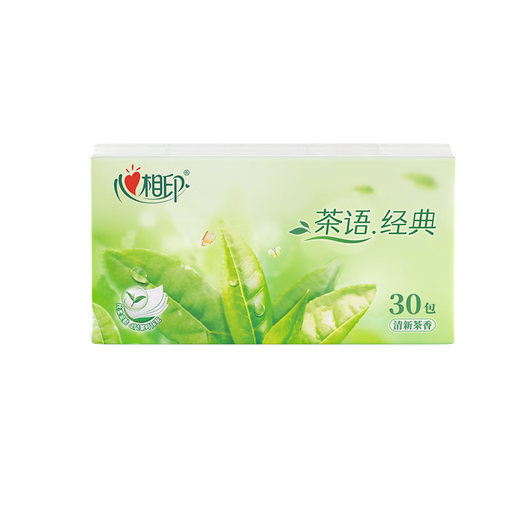 Heart-to-heart seal handkerchief paper, classic tea language, 4 layers, 180 pieces, light tea fragrance, paper towel, portable, not easy to break when wet
