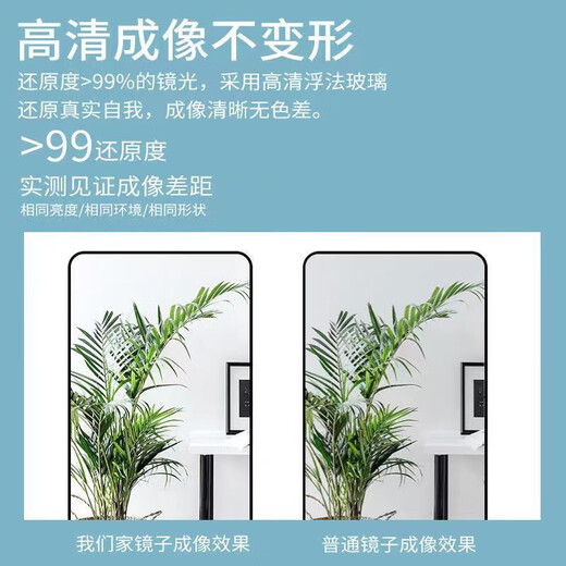 初学者 穿衣镜 全身落地镜试衣镜家用防爆壁挂衣帽间铝合金网红大镜子 经典黑150*40【壁挂+落地】