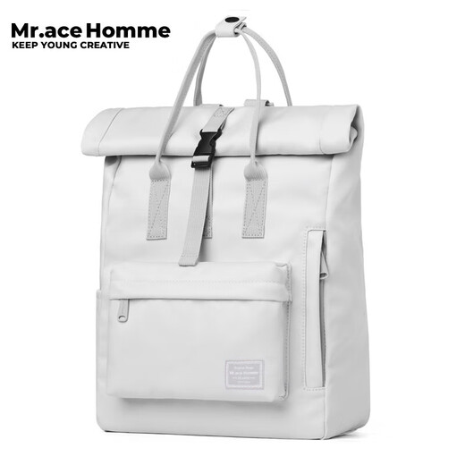 Mr.ace Homme纯色书包女大学生韩版日系ins双肩包防泼水旅行背包男 灰白漆