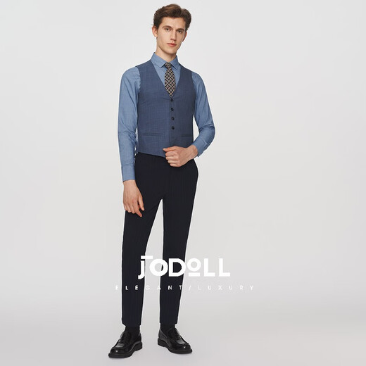 JODOLL乔顿男士西装马甲背心结婚礼服职业商务正装伴郎服兄弟装 蓝色 L （50A）
