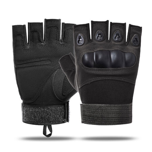 Shanta Blackhawk Tactical Gloves Men's Outdoor Sports Fitness Cycling Protection Military Fan Fighting Non-Slip Wear-Resistant Breathable Half Finger Gloves Men's Motorcycle Gloves Half Finger Small Shell Black L (Suitable for most hand sizes)