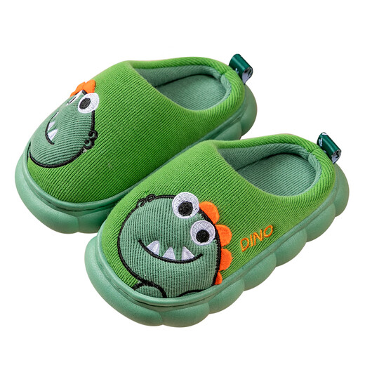 Pig Daddy Children's Cotton Slippers Autumn and Winter Indoor Boys Parent-child Cute Home Warm Baby Cotton Slippers Green 180