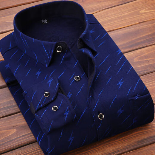 Nanyuqiu (Nanyuqiu) Camisa cálida de los hombres más camisa de manga de manga en espesas de vellón de mediana edad y anciana Papá a cuadros Ropa para hombres a cuadros 1/2 15 HB684 2XL adecuado para 140jin [Jin equivale a 0.5 kg] -159Jin [Jin iguala 0.5 kg]
