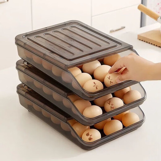 Sukuu egg storage box refrigerator crisper kitchen supplies egg box can be stacked egg tray packaging box organization box egg storage box transparent 3-pack