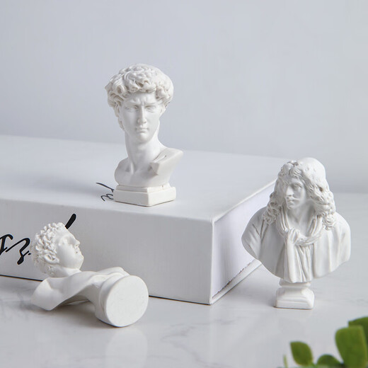ZSTO David head plaster sculpture ornaments Nordic ins style sketch mini small plaster statue creative desktop decoration David medium size 15CM