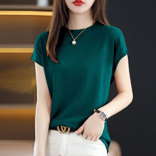 Fangluyu 200 Jin [Jin equals 0.5 kg] can wear ice silk sweater for women T-shirt short-sleeved Korean style bat sleeve summer thin ins fashion top white 9922 ice silk one size S suggestion 75-95 Jin [Jin equals 0.5 kg]