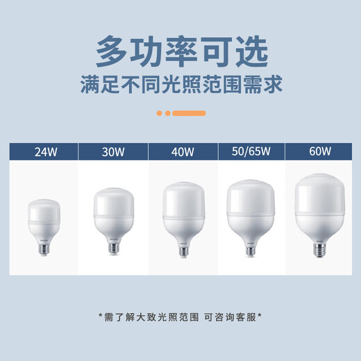 Philips (PHILIPS) constant-bright LED bulb, medium and low ceiling lamp, high-power energy-saving lighting bulb E27 screw socket 50W warm white light (4000K)