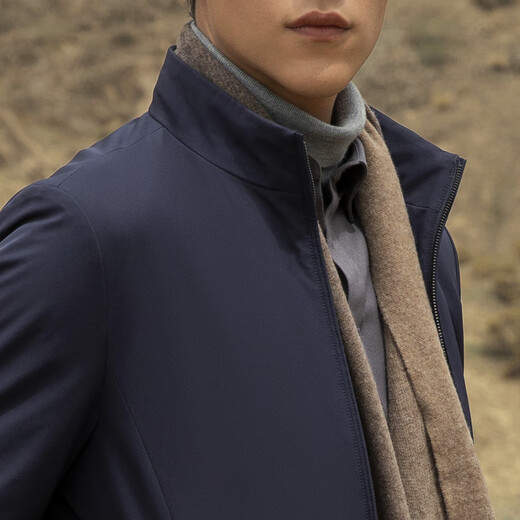 YOUNGOR cotton jacket men's stand-up collar short cotton jacket nylon fabric durable, comfortable and breathable men's top jacket Navy XL 180/100A