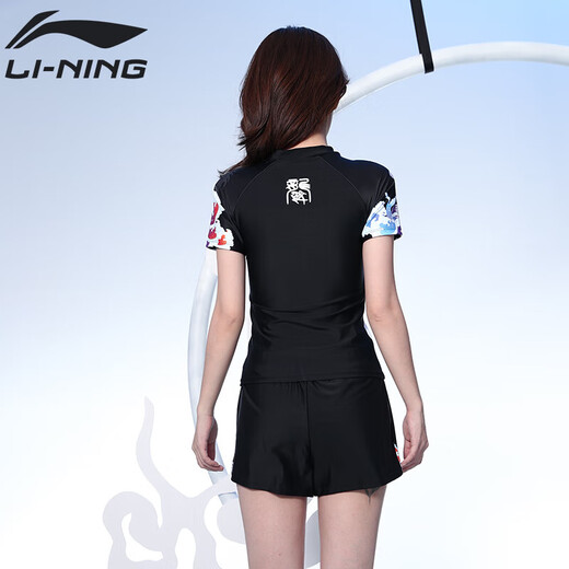 Li Ning (LI-NING) swimsuit women's split sports two-piece set slimming seaside resort hot spring national style swimsuit 082 black XL