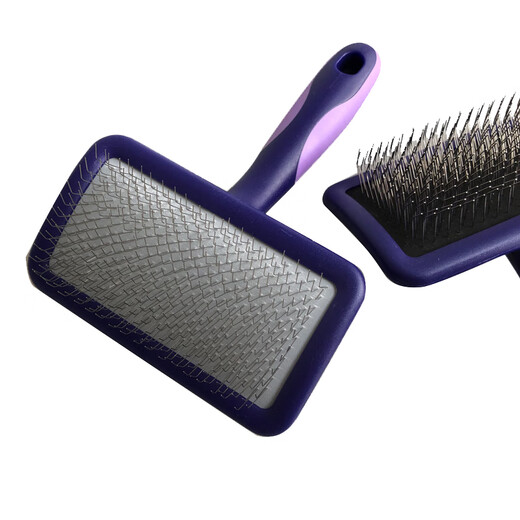 Delight's Ship's Notes Double Purple Star Pet Needle Comb Cat and Dog Hair Comb Teddy Open Knot Bichon Fluffy Hair Removal Comb Double Purple Star-Soft Needle-Small (7.5*5.2cm)