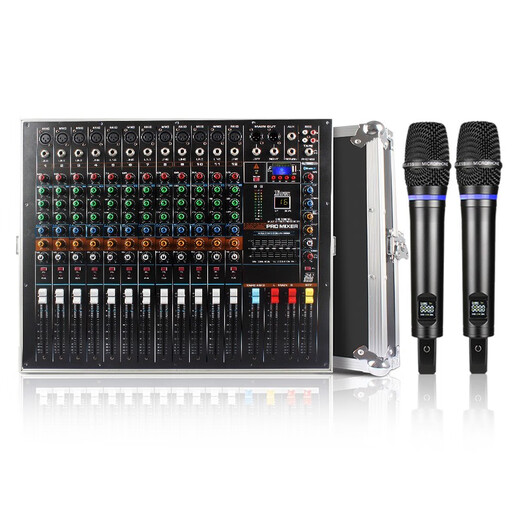 NXG professional high-power flight box mixer with amplifier Bluetooth all-in-one stage conference wedding performance 2400W 12-way 2800W with metal wireless microphone