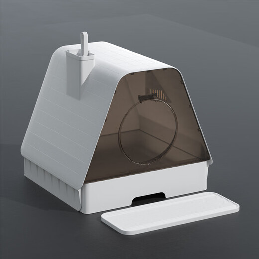 POPOCOLA fully enclosed cat litter box extra large anti-odor and deodorizing cat toilet cat litter box extra large drawer type cat litter box beveled edge cat litter box with foot pads gray