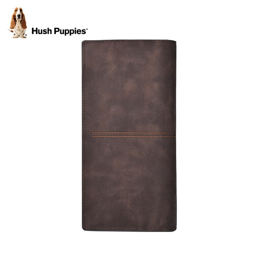 暇步士（Hush Puppies）钱包设计感男士头层牛皮钱夹复古商务多功能票夹长款生日礼物