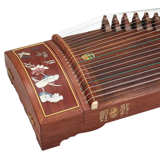 Dunhuang Marke Dunhuang Guzheng 694l Mahagony Series Shell Carving Performance Grade Examination Guzheng Musikinstrument Shanghai Folk Musical Instrument Factory 694L Lotus Pond Moonlight (vollständige Set von Accessoires)