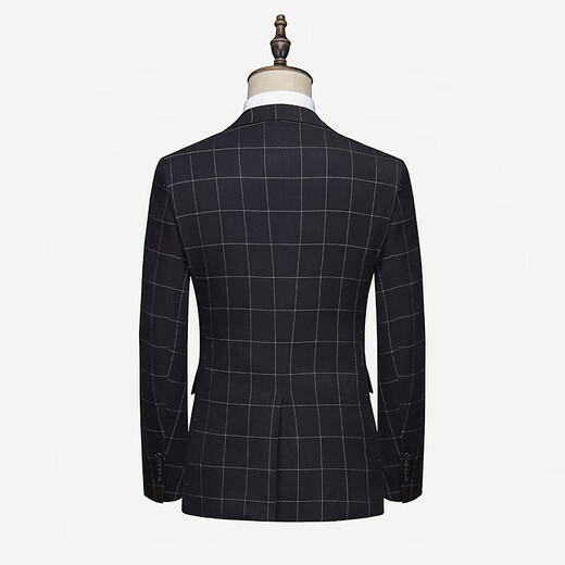 HAIPAIHAOYU Suit Set Men's Business Suit Double Breasted Black Plaid Gentleman's Suit 9922 Black Plaid M 170/92A