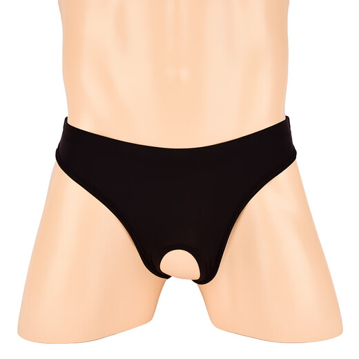 Feiqu men's sexy underwear, men's free crotch briefs, low-waisted sexy hollow ice silk underwear ga white