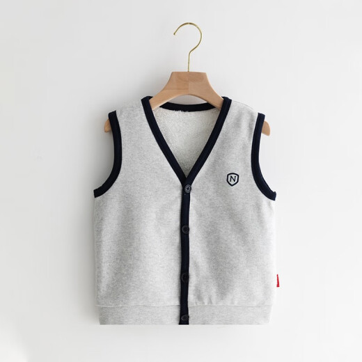 Nubi House children's vest, boy's vest, baby vest, outer wear, inner wear, baby spring and autumn vest plus velvet jacket, winter gray size 90 (size is small, recommended height is about 80cm)