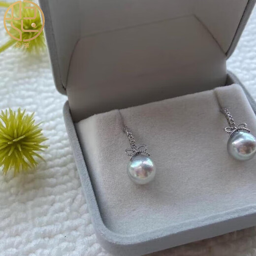 KZD6-8mm seawater akoya pearl earrings S925 silver true multi-hemp earrings anti-simple temperament 6-7mm consultation mm consultation