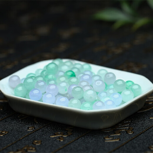 Jinran ice jade loose beads, natural light green Bashan jade beads, semi-finished men's and women's bracelets and necklaces, 6mm selected 50 pieces