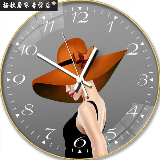 钟表挂钟家用网红客厅表新款挂墙时钟时尚高颜值免打孔石英钟 6636鹿 14英寸(35厘米)曲面玻璃