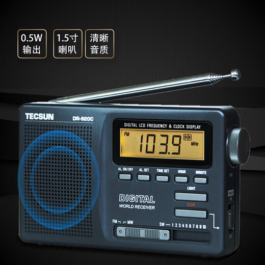 Radio portátil Tecsun DR-920C, pantalla digital de banda completa para personas mayores, control de reloj, examen de ingreso a la universidad nivel 4 y 6 de inglés, gris hierro