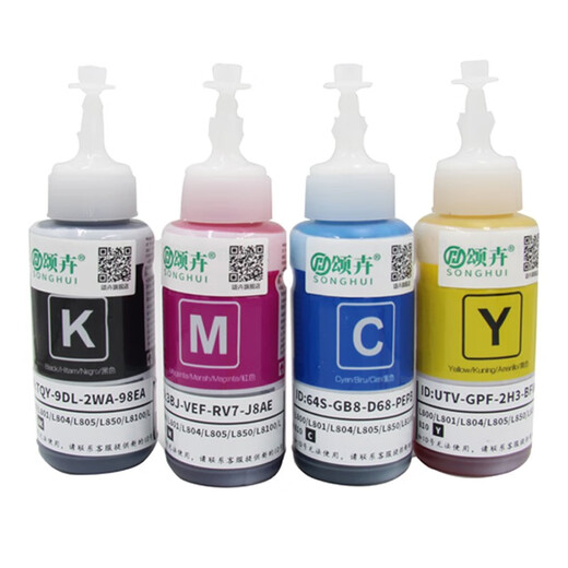 Songhui convient à l'imprimante à quatre couleurs Epson L365L313L485L383L551L565L455L565 672 Encre Four-Color (il est bon compatible avec l'original)