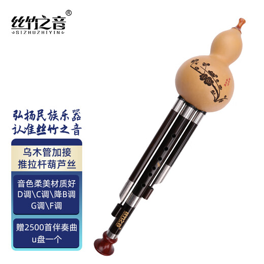 丝竹之音葫芦丝乌木管加接推拉杆葫芦丝儿童演奏通用型云南民族吹奏乐器 C调