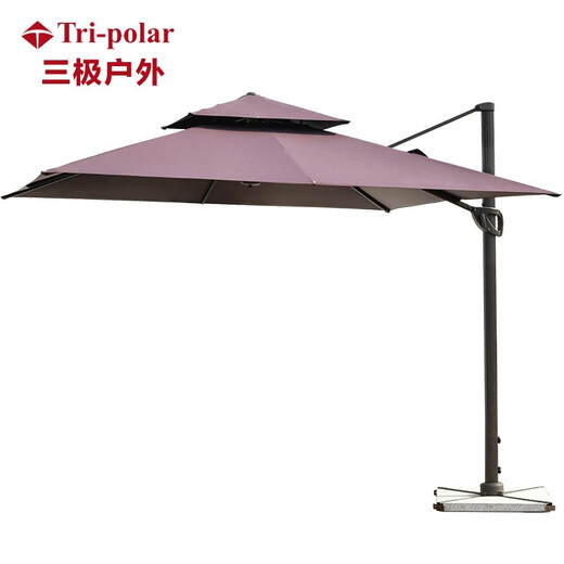 
Tri-polar parasol outdoor courtyard umbrella outdoor garden beach Roman umbrella sun umbrella outdoor umbrella TP7022 off-white square 2.5m umbrella with 70kg marble base