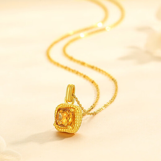 Chao Acer to Jane Sugar Cube Birthstone Crystal Peridot Yellow 18K Gold Pendant for Girlfriend Birthday Gift DX Crystal Style Single Pendant Free Silver Chain