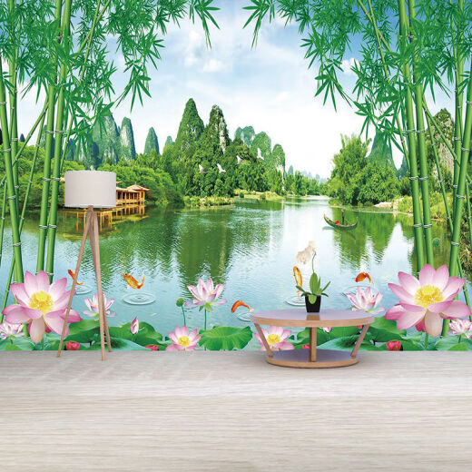 New Chinese style landscape painting wall stickers self-adhesive various natural scenery landscape paintings rural pastoral landscape painter style 3 width 120cm * height 80cm - whole sheet