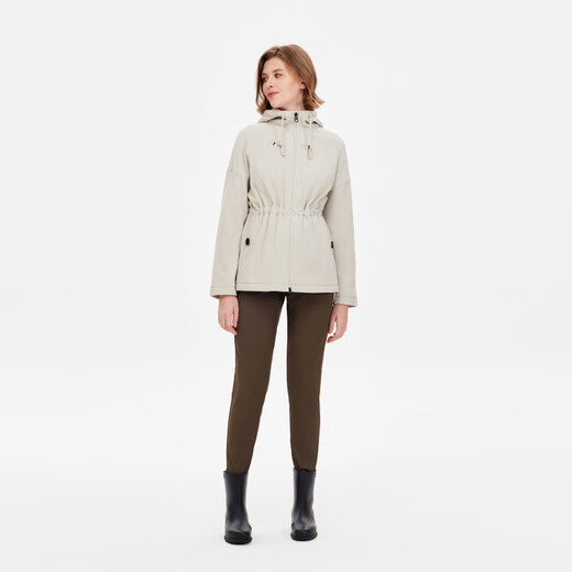 AIGLE full zipper fleece jacket POLARTEC outdoor warm lock hooded girl dark mink apricot color BE653 38 (165/88A)
