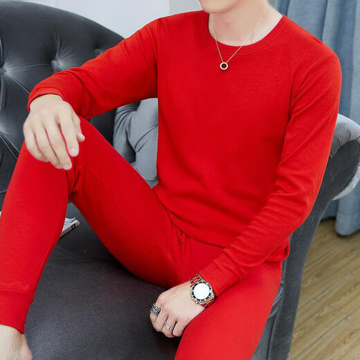 Modal Cotton Thermal Underwear Men's Thin Slim Autumn Clothes and Autumn Pants Set Middle-aged Uncle Autumn and Winter Shirts and Underpants Pure Cotton Bottoming Shirt Slim and Comfortable Solid Color Versatile Skin Friendly and Breathable Round Neck Light Gray XL