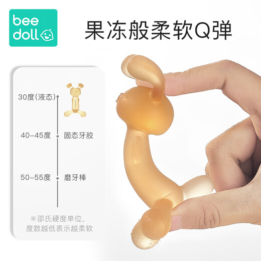 beedoll蓓兜婴儿牙胶磨牙棒口欲期兔兔牙胶咬咬乐婴儿玩具硅胶 草莓粉