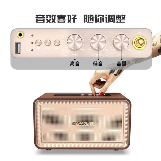 
Shanshui (SANSUI) a5 home high-quality wireless Bluetooth speaker subwoofer three-dimensional surround high-power home portable desktop mini speaker amplifier all-in-one large volume music player A5 wood grain color HIFI2.1 channel + bass adjustment
