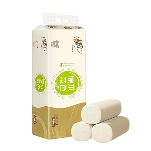 Qingfeng Coreless Roll Paper Pack Original Color 4-layer 75g Paper Toilet Paper Toilet Paper Toilet Paper Household Affordable Pack 4 Pack [Easy to Dissolve when Dissolved in Water]