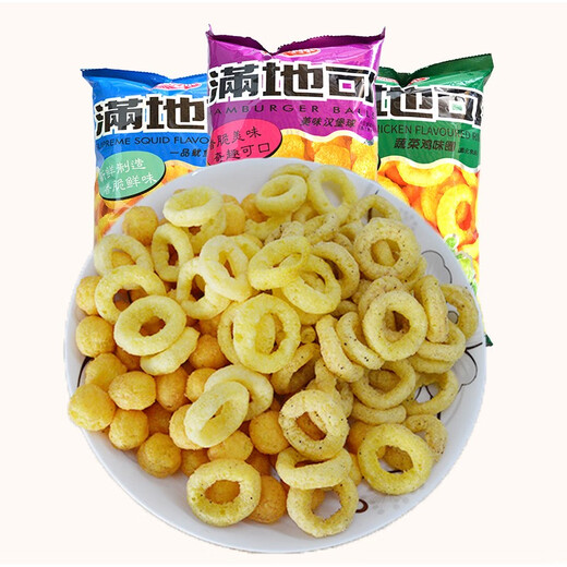 满地可 休闲食品 膨化食品 蔬菜鸡味圈75g*2组合