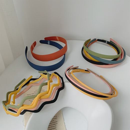 Morning Star Korea's Sweet and Simple Face Wash Hairband for Girls, Versatile for Going Out, Internet Celebrity Hair Cave Pressed Hair, Anti-Slip Hairpin, Hair Travel, Extra Wide Navy + Orange - 2 Piece Set