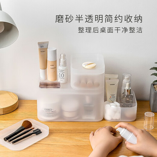 爱丽思（IRIS）化妆品收纳盒桌面收纳遥控器首饰收纳盒整理盒小物衣物零食内衣袜 【带盖】小物收纳盒 手提小号