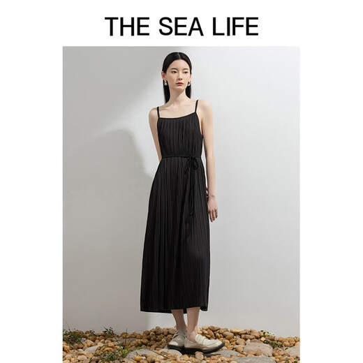 THE SEA LIFE连衣裙女欧海一生轻奢吊带连衣裙秋不含腰带 A12013 微光绿 M