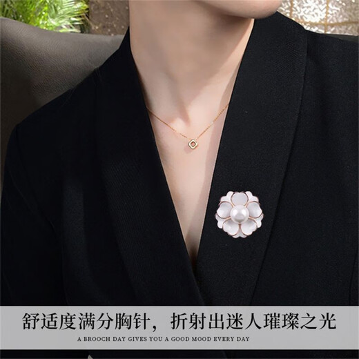 Dingjing brooch for women, high-end simple corsage, silk scarf, anti-exposure buckle, suit collar, brooch set, gift box, birthday gift, camellia brooch set box TW129