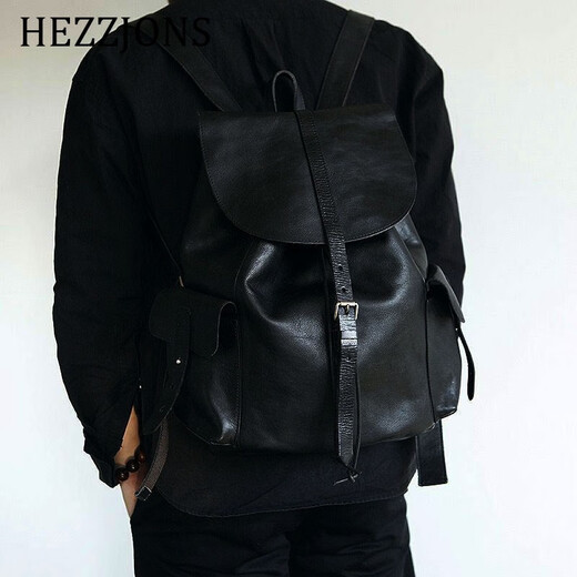 赫泽琼斯真牛皮双肩包进口意大利旅行包时尚潮流软皮双肩行李包英伦背包 咖啡色进口意大利牛皮