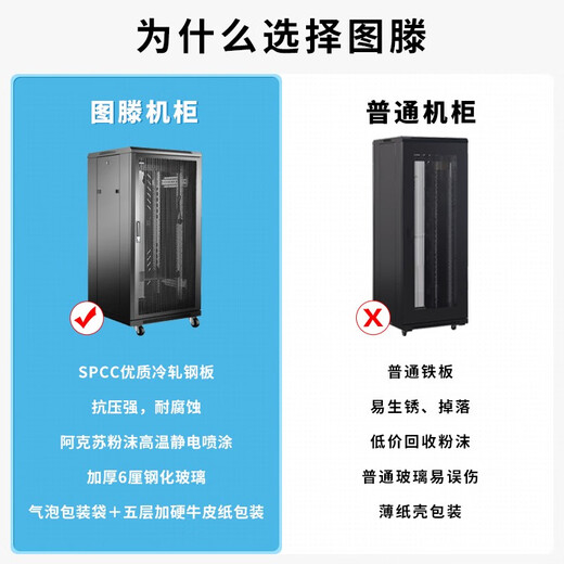 图滕机柜机柜服务器22u/32u/42u网络监控交换机功放1米1.2米2米 600*600*1.4米 TD.6627 网孔门 黑色现货