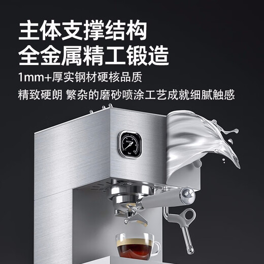 Baicui Kaffeemaschine Dual-Kessel Doppelwasserpumpe Haushalt Retro Full Semi-Auto Italienische Kaffeemaschine mit Dampfmilch Schaum kleiner All-in-One