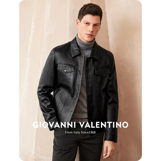 
GIOVANNI VALENTINO Casual Men's Genuine Leather Jacket Men's Cowhide Lapel Jacket