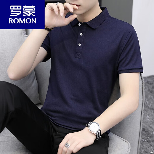 罗蒙（ROMON）夏季男士纯色丝光冰丝短袖T恤 休闲翻领T恤POLO.衫大码半袖汗衫潮 SD9906绿色 L 120-135斤