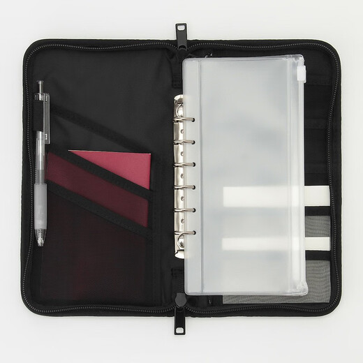 无印良品（MUJI） 聚酯纤维 护照夹 带透明内袋驾驶证行驶证件护照本卡包 ZF0S114 黑色 约宽23.5×长13×厚度2.5cm