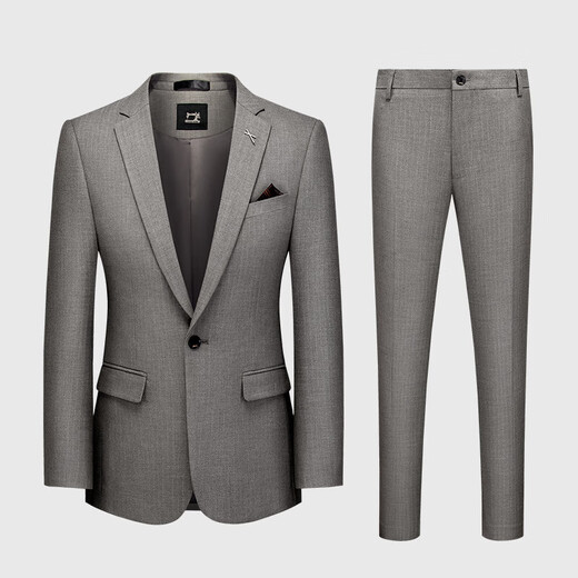 ROMON light luxury yarn-dyed herringbone suit for men, British slim fit, Korean style groom's wedding dress suit for men, brown gray/jacket+vest+trousers 3XL (165Jin Jin is equal to 0.5kg)