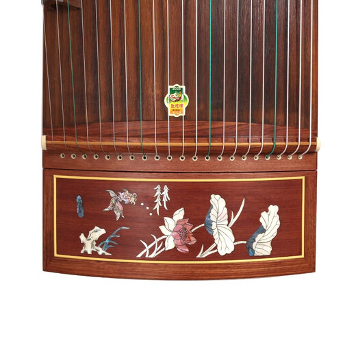 Dunhuang Marke Dunhuang Guzheng 694l Mahagony Series Shell Carving Performance Grade Examination Guzheng Musikinstrument Shanghai Folk Musical Instrument Factory 694L Lotus Pond Moonlight (vollständige Set von Accessoires)