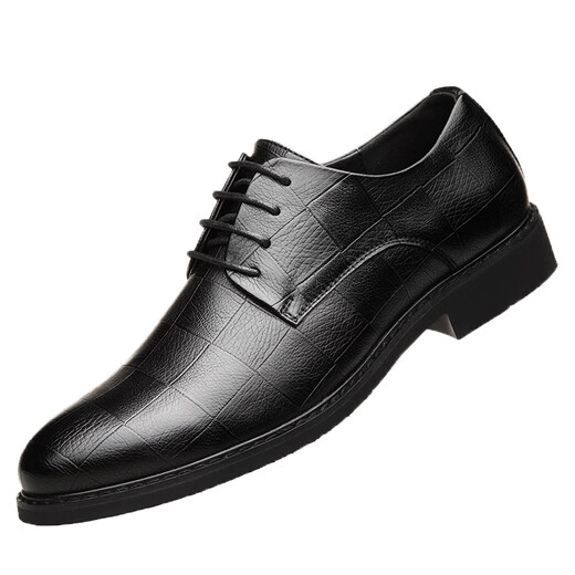 Augmentation invisible de hauteur intérieure de 8 cm Chaussures en cuir pour hommes Chaussures augmentant les chaussures en cuir d'automne British British Casual Black High Haut